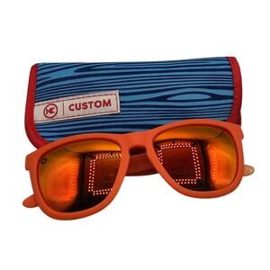Knockaround Sunglasses Premiums Orange Square Frames Mirrored w/Case